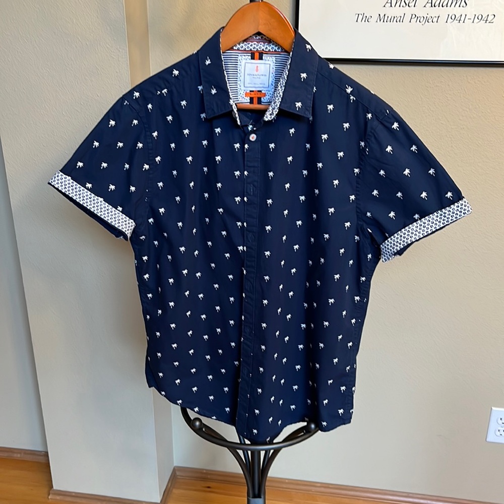 Men’s Denim & Flower Short Sleeve Shirt